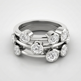 Round Cut Lab Diamond Bubble Ring Engagement Gift 18K White Gold