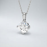 Round Diamond Solitaire Pendant Anniversary Gift UK Made Necklace