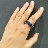 6.00Ct Natural Pear Cut Royal Blue Sapphire 5-Stone Gemstone Ring 14K White Gold