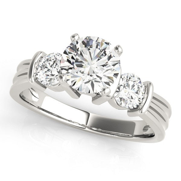 Lab Grown Round Diamond 3 Stone Engagement Ring In DE/VS 2CT Platinum