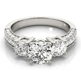 Lab Grown Round Diamond Trilogy Engagement Ring Platinum 2CT DE/VS