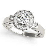 Lab Grown Round Diamond Halo Engagement Ring 18K White Gold