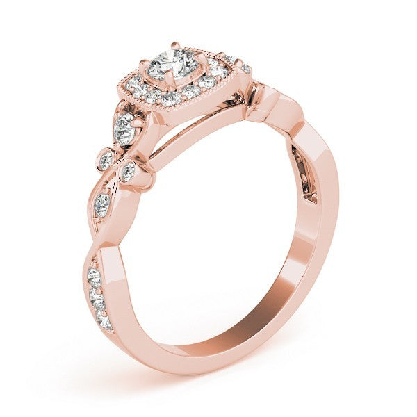 Lab Grown Round Diamond Halo Engagement Ring