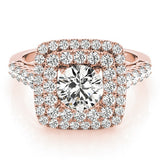 Lab Grown Round Cut Diamond Halo Engagement Ring