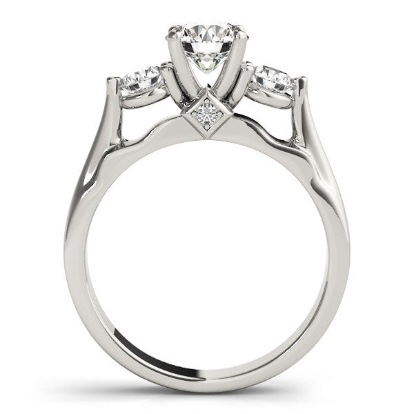 Lab Grown Round Diamond Prong Set 3 Stone Engagement Ring 950 Platinum