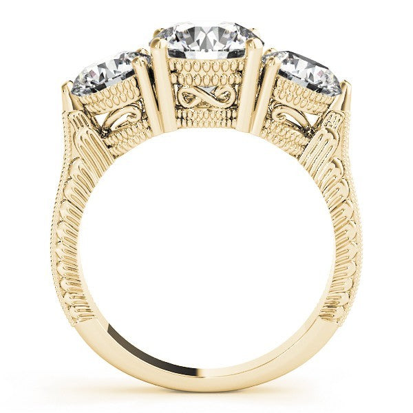 Platinum Lab Grown Diamond Trilogy Engagement Ring Art Deco Designer 2CT DE/VS