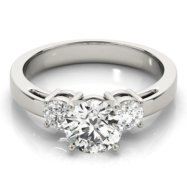 Lab Grown Round Diamond 3 Stone Engagement Ring Platinum DE/VS 2CT