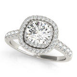 Lab Grown Round Cut Diamond Halo Engagement Ring