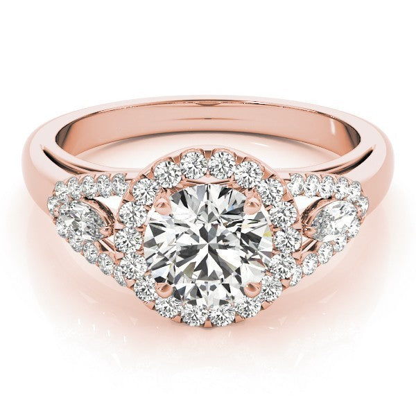 Lab Grown Round Cut Diamond Halo Engagement Ring