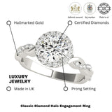 Lab Grown Round Diamond Halo Engagement Ring