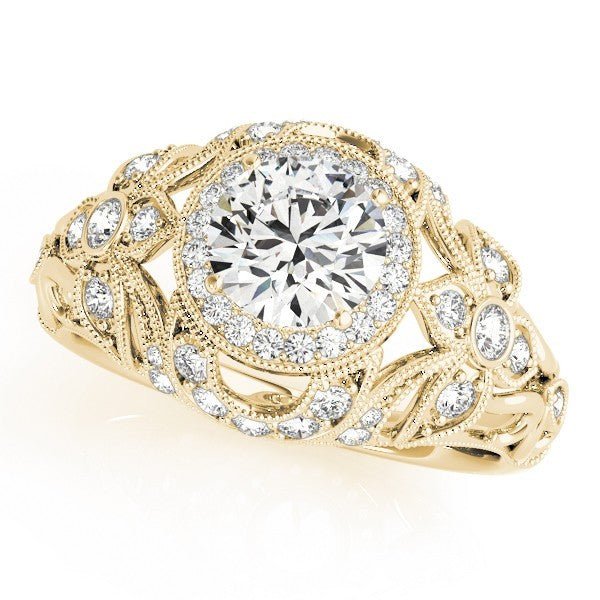 2.00Ct Lab Grown Round Diamond Halo Engagement Ring 18K Yellow Gold