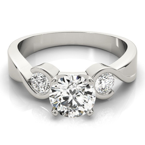 Platinum Round Diamond Designer Trilogy Engagement Ring - DE/VS 2Ct Lab Grown