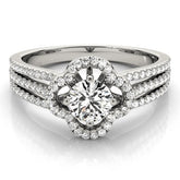 Lab Grown Round Diamond Halo Engagement Ring