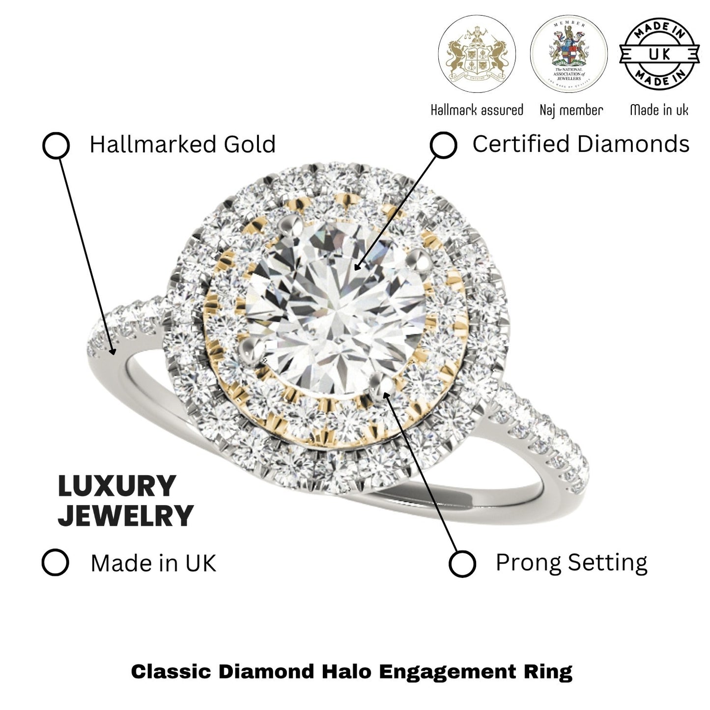 Lab Grown Round Diamond Halo Engagement Ring