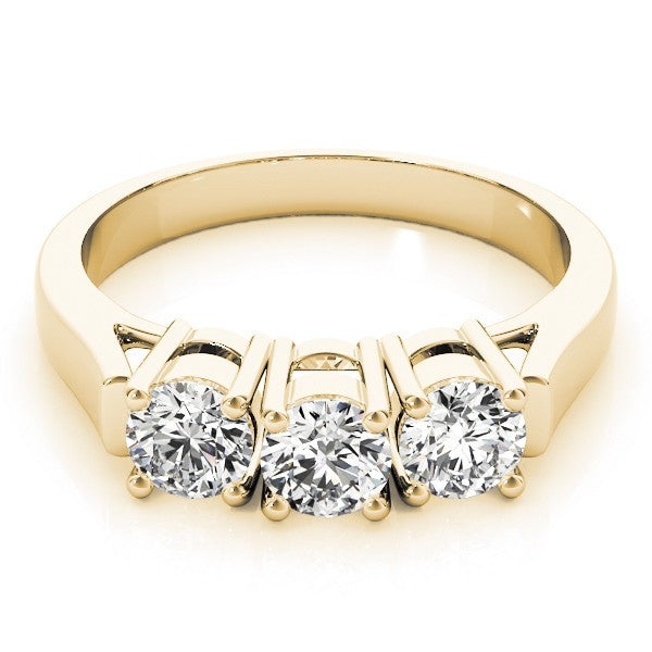 Lab Grown Round Diamond Trilogy Engagement Ring Platinum