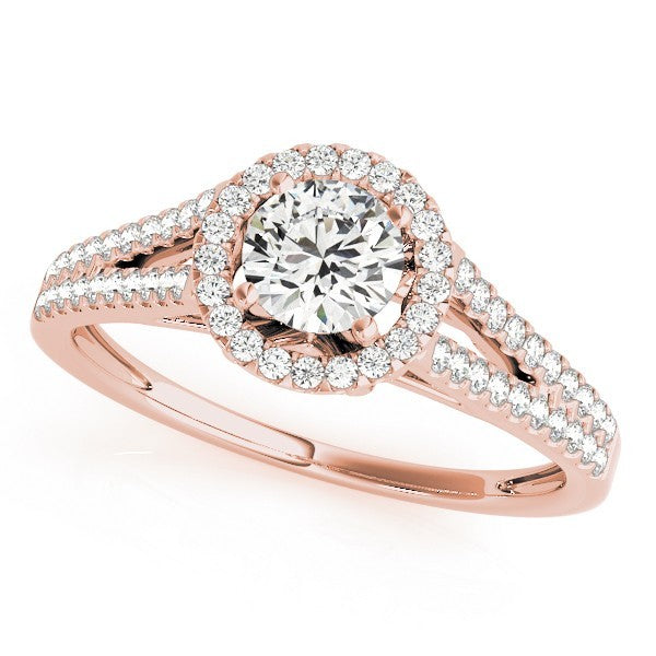 Lab Grown Round Cut Diamond Halo Engagement Ring