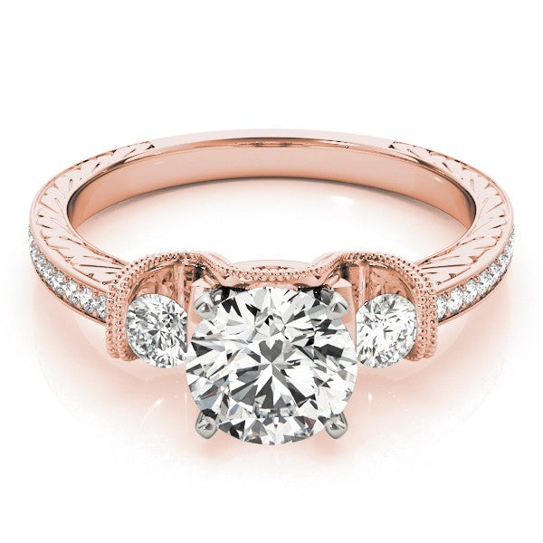 2.00Ct Round Lab Grown Diamond 3 Stone Designer Engagement Ring Platinum