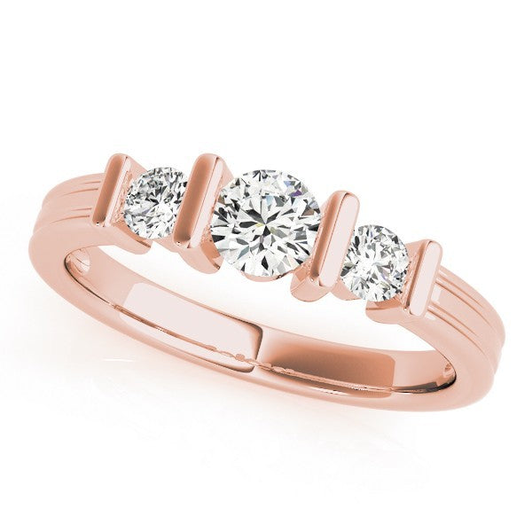 2.00Ct Bar Set Lab Grown Round Diamond 3 Stone Engagement Ring Platinum