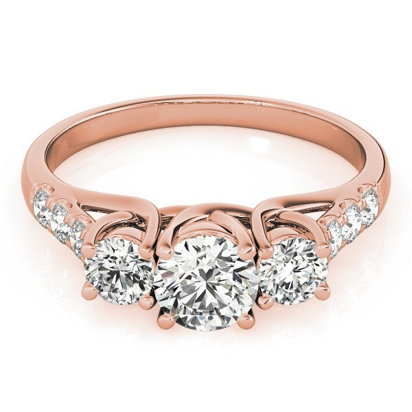 Lab Grown Round Cut Diamond 3-Stone Engagement Ring In DE/VS 0.50Ct To 2.00Ct