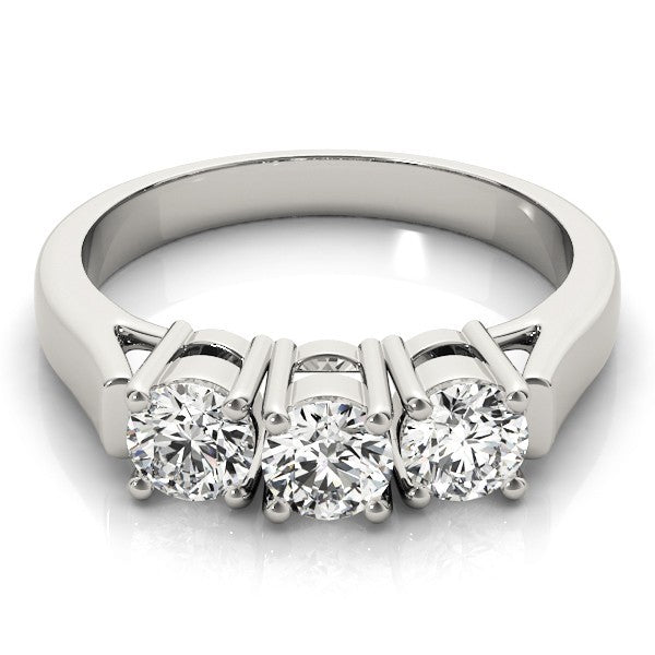 Lab Grown Round Diamond Trilogy Engagement Ring Platinum