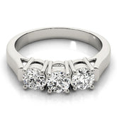 Lab Grown Round Diamond Trilogy Engagement Ring Platinum