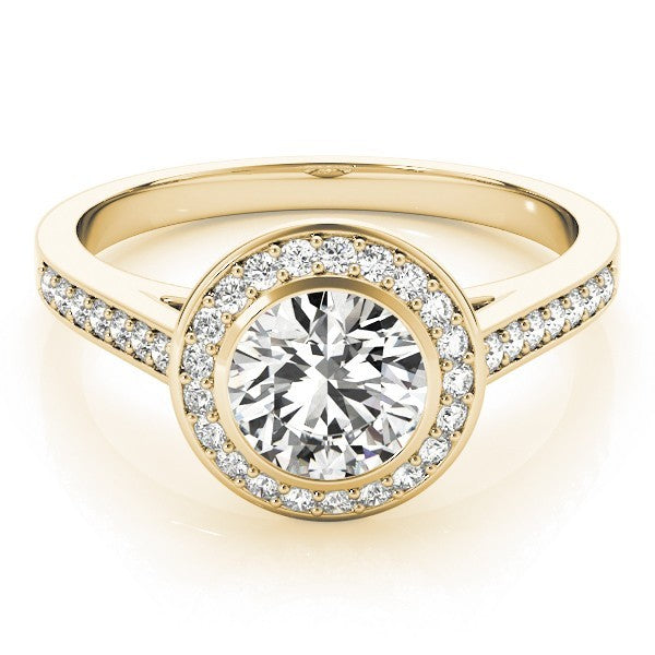 Lab Grown Round Cut Diamond Halo Engagement Ring