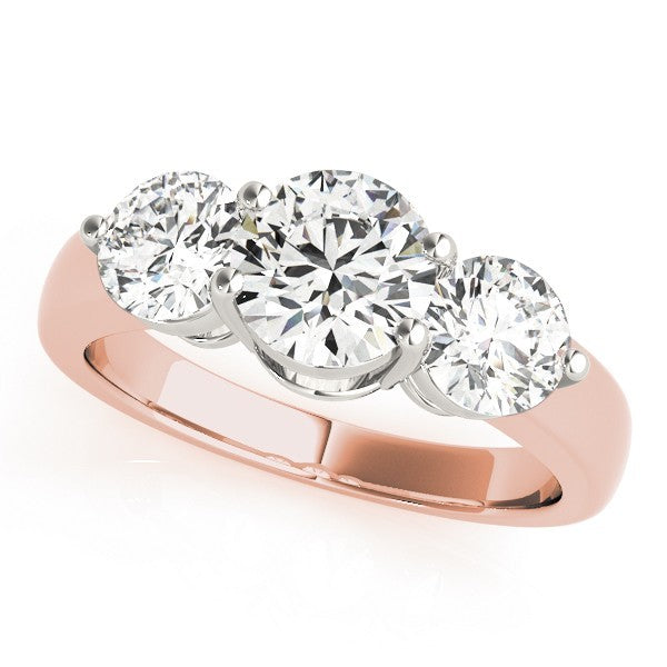 Lab Grown Round Diamond Trilogy Engagement Ring Platinum
