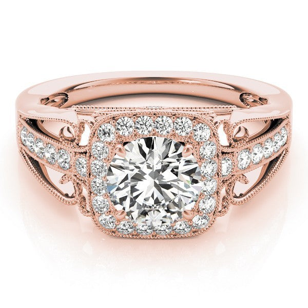 Lab Grown Round Diamond Halo Engagement Ring
