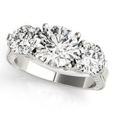 Platinum Lab Grown Diamond Trilogy Engagement Ring Art Deco Designer 2CT DE/VS