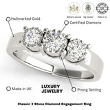 Diamond engagement ring with hallmarking details