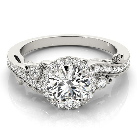 Lab Grown Round Diamond Halo Engagement Ring