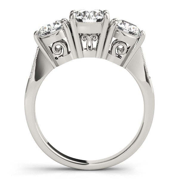 2.00Ct Lab Grown Round Diamond 3 Stone Engagement Ring Platinum