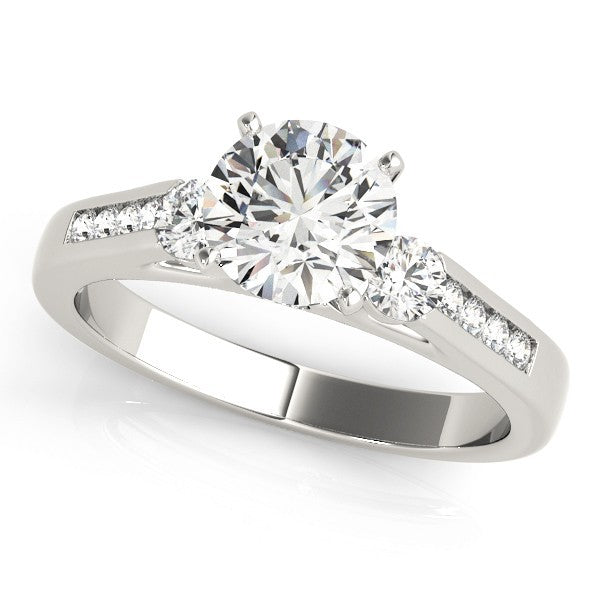 Lab Grown Round Cut Diamond Trilogy Engagement Ring Platinum