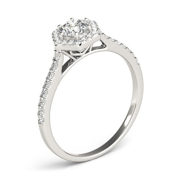 2.00Ct Lab Grown Round Diamond Halo Engagement Ring 18K Yellow Gold