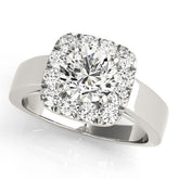 Lab Grown Round Cut Diamond Halo Engagement Ring