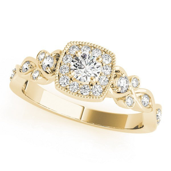 Lab Grown Round Diamond Halo Engagement Ring
