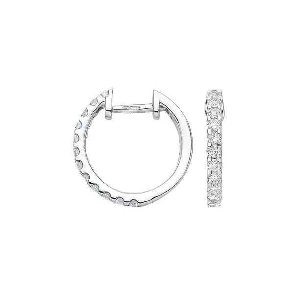 Natural Round Brilliant Cut Huggies Earrings White Gold