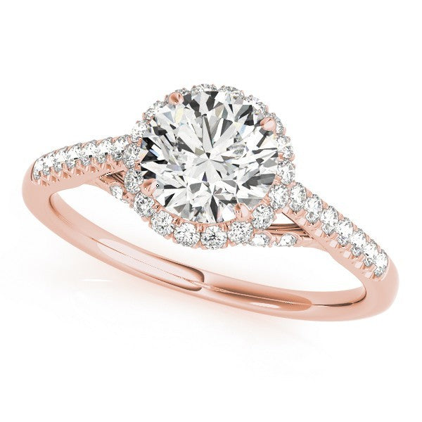 Lab Grown Round Diamond Halo Engagement Ring 18K Yellow Gold