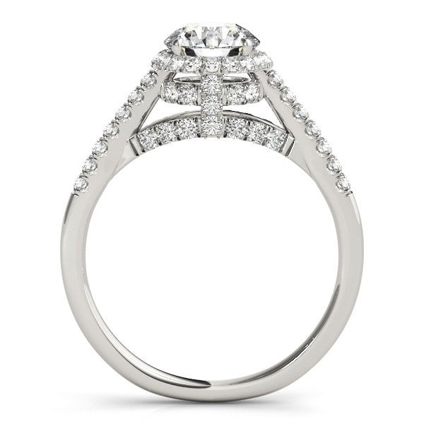 Lab Grown Round Diamond Halo Engagement Ring 18K Yellow Gold