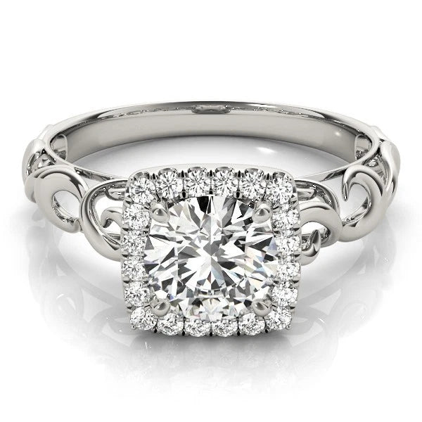 Lab Grown Round Cut Diamond Halo Engagement Ring