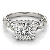 Lab Grown Round Cut Diamond Halo Engagement Ring