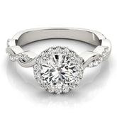 Lab Grown Round Cut Diamond Halo Engagement Ring For Women