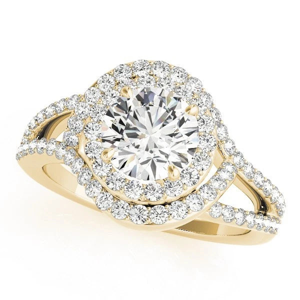 Lab Grown Round Cut Diamond Halo Engagement Ring