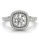 Lab Grown Round Cut Diamond Halo Engagement Ring