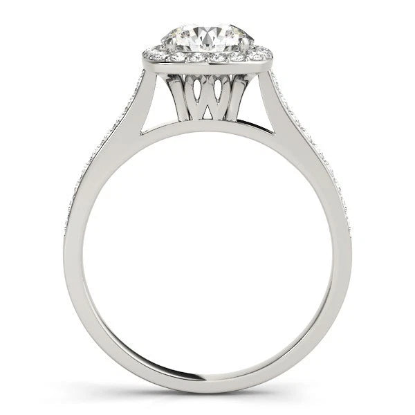 Lab Grown Round Cut DE/VS Diamond Halo Engagement Ring