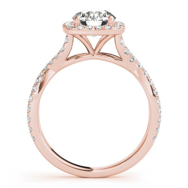 Lab Grown Round Diamond Halo Engagement Ring 18K White Gold