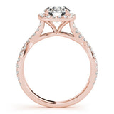 Lab Grown Round Diamond Halo Engagement Ring 18K White Gold