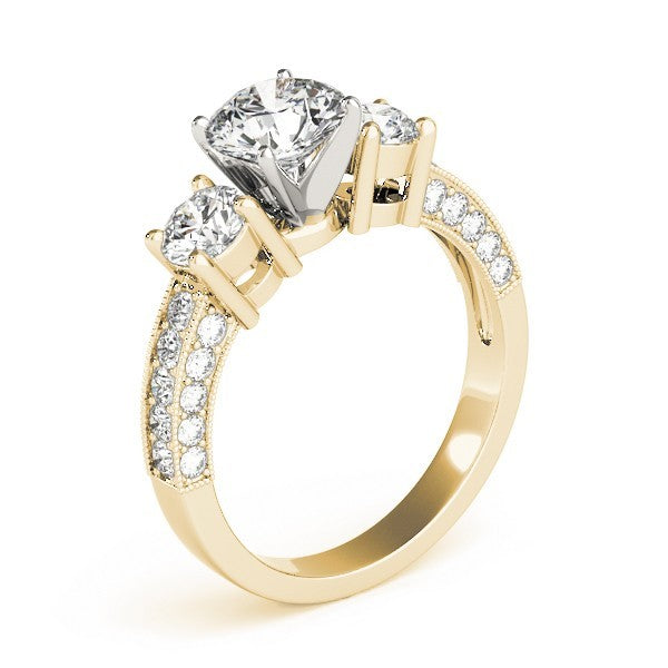 Lab Grown Round Diamond Trilogy Engagement Ring Platinum 2CT DE/VS