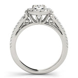 Lab Grown Round Diamond Halo Engagement Ring 18K White Gold