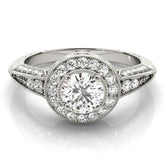 Lab Grown Round Diamond Halo Engagement Ring